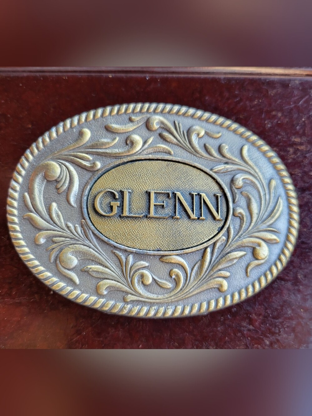 Vintage 1977 The Kinney Co 'GLENN' Belt Buckle